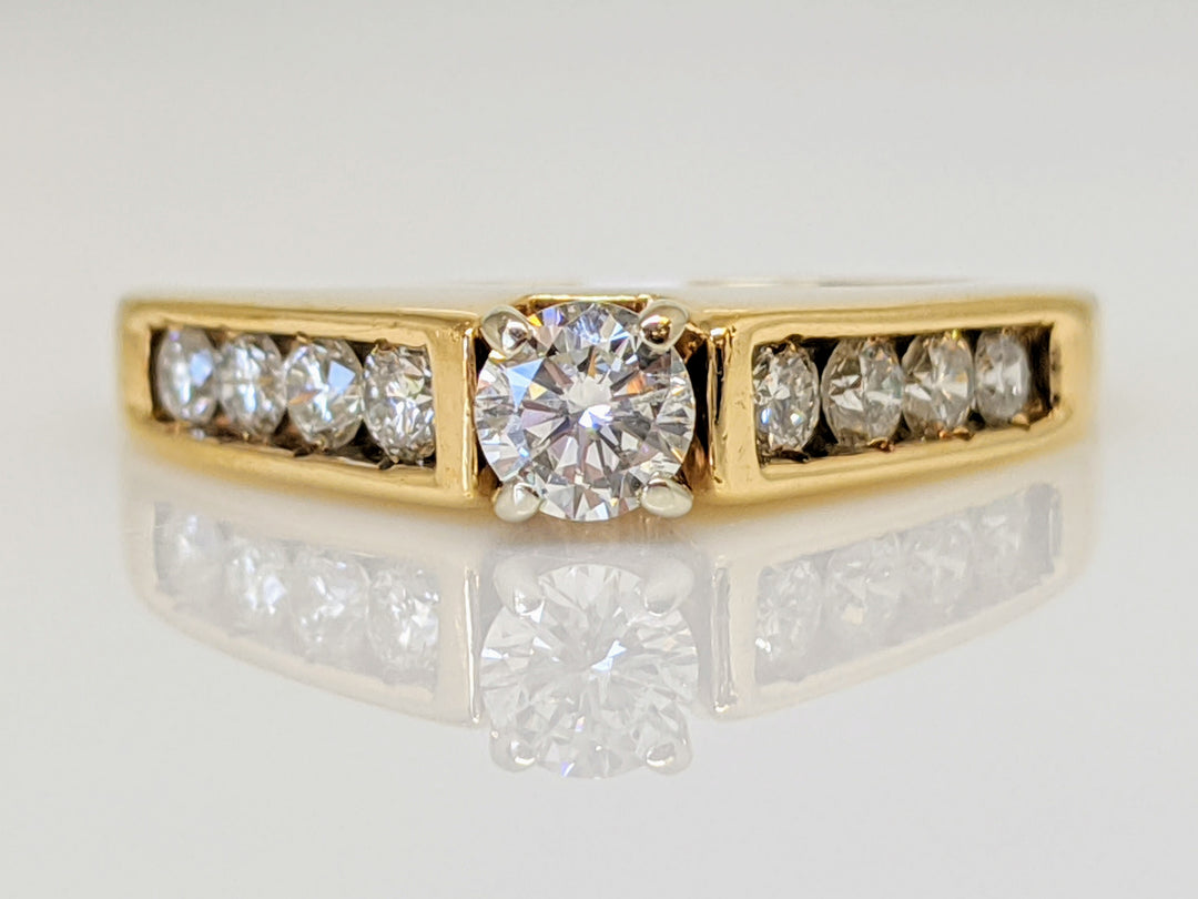 14K .50 CARAT TOTAL WEIGHT SI2 I DIAMOND ROUND (9) RAISED SHANK ESTATE RING