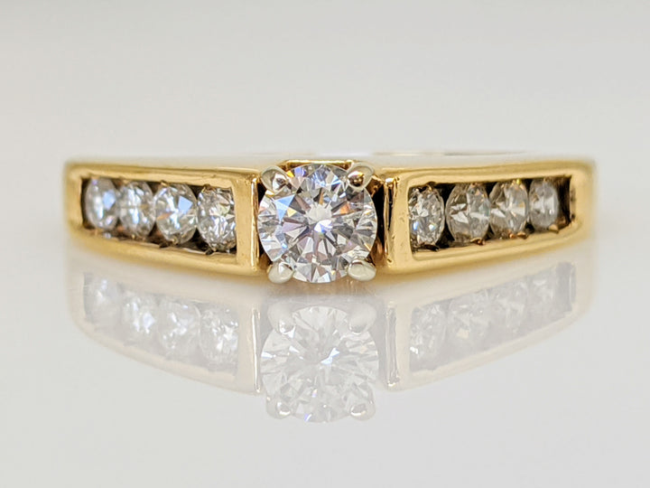 14K .50 CARAT TOTAL WEIGHT SI2 I DIAMOND ROUND (9) RAISED SHANK ESTATE RING