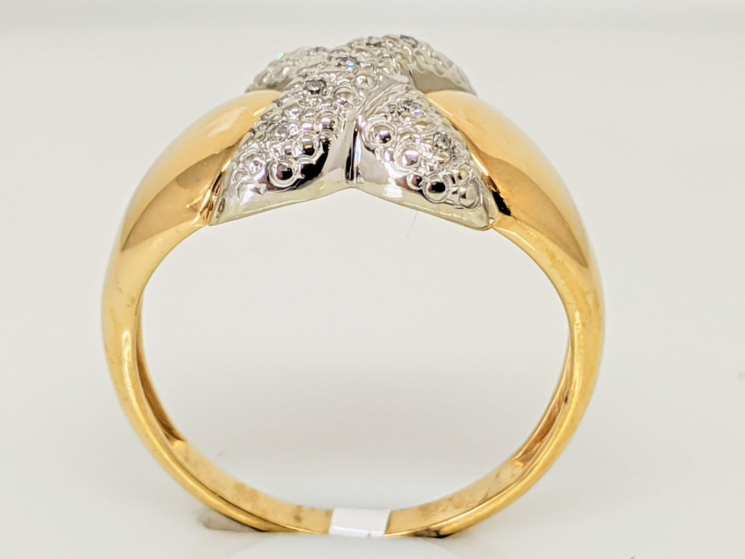 10K .04 CARAT TOTAL WEIGHT DIAMOND ROUND (8) "X" STYLE ESTATE RING 3.1 GRAMS
