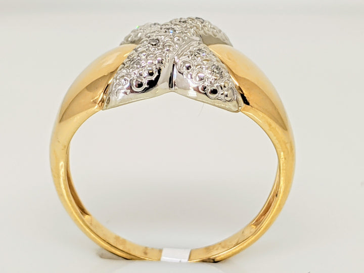 10K .04 CARAT TOTAL WEIGHT DIAMOND ROUND (8) "X" STYLE ESTATE RING 3.1 GRAMS