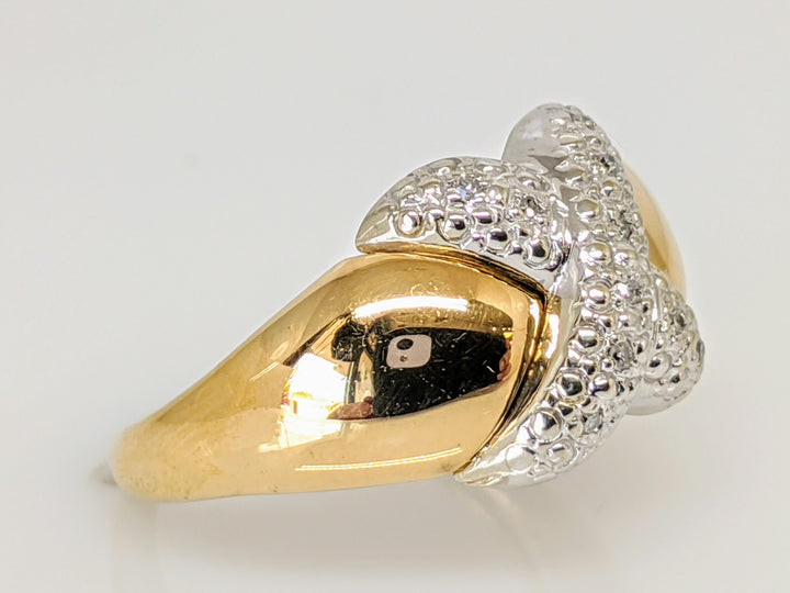 10K .04 CARAT TOTAL WEIGHT DIAMOND ROUND (8) "X" STYLE ESTATE RING 3.1 GRAMS
