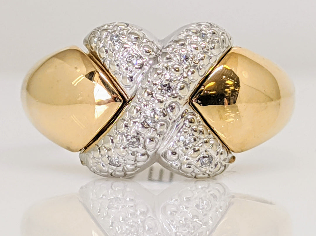 10K .04 CARAT TOTAL WEIGHT DIAMOND ROUND (8) "X" STYLE ESTATE RING 3.1 GRAMS