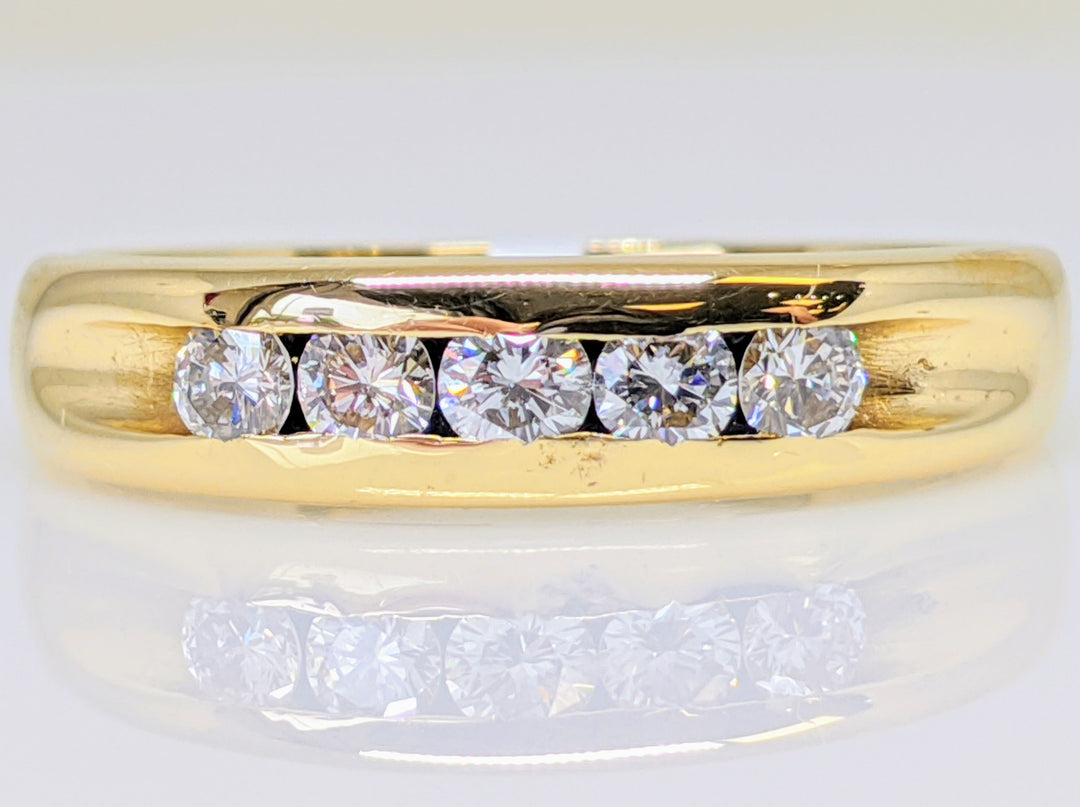 14K .50 CARAT TOTAL WEIGHT SI1 G DIAMOND ROUND (5) CHANNEL SET ESTATE BAND 5.3 GRAMS