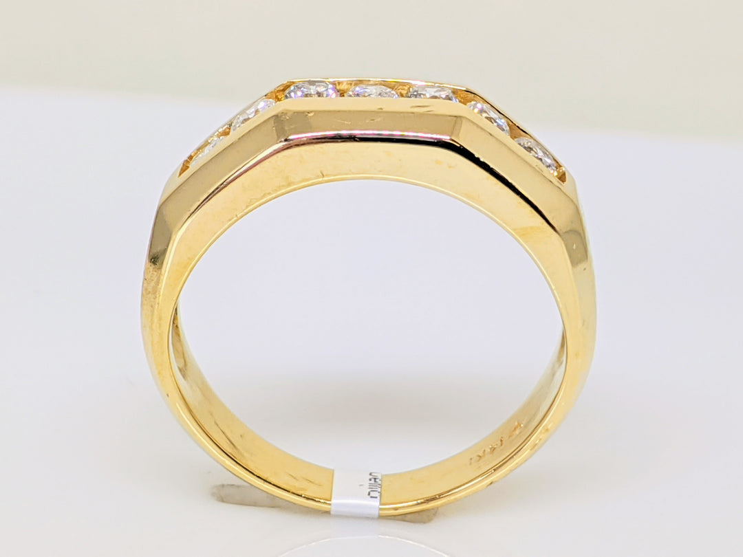 14K .50 CARAT TOTAL WEIGHT I1 I DIAMOND ROUND (7) CHANNEL SET BRUSHED ESTATE BAND 6.3 GRAMS