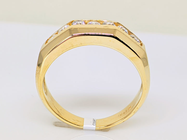 14K .50 CARAT TOTAL WEIGHT I1 I DIAMOND ROUND (7) CHANNEL SET BRUSHED ESTATE BAND 6.3 GRAMS