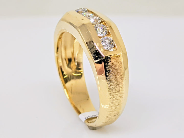 14K .50 CARAT TOTAL WEIGHT I1 I DIAMOND ROUND (7) CHANNEL SET BRUSHED ESTATE BAND 6.3 GRAMS
