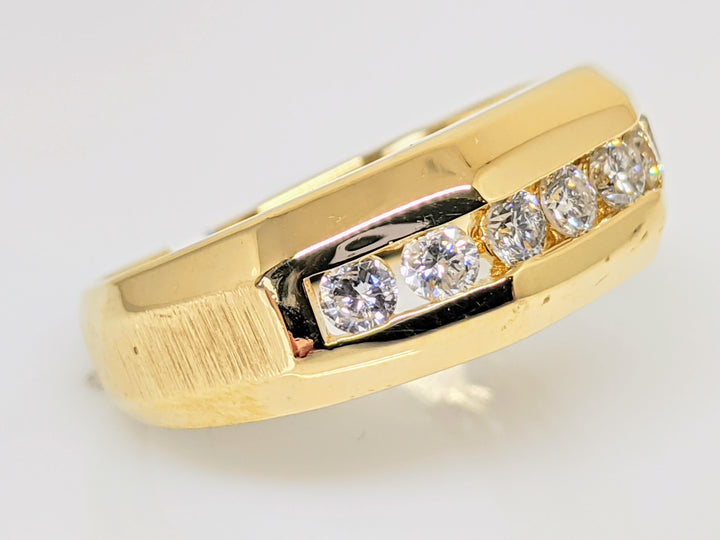 14K .50 CARAT TOTAL WEIGHT I1 I DIAMOND ROUND (7) CHANNEL SET BRUSHED ESTATE BAND 6.3 GRAMS