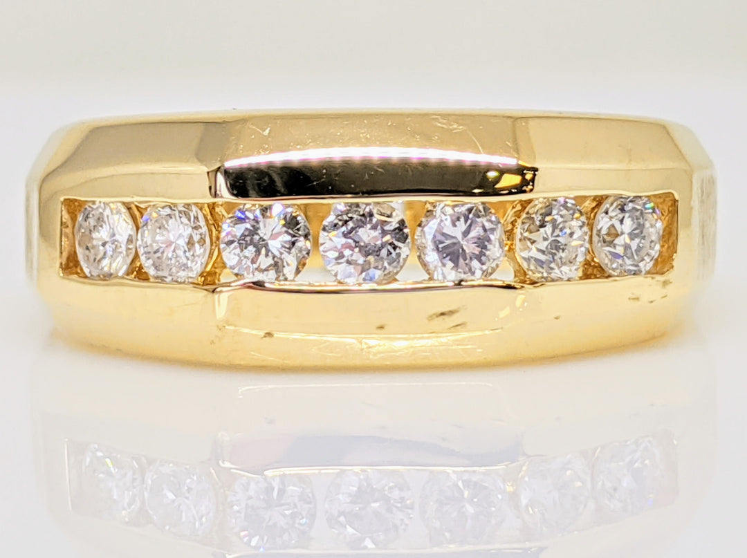 14K .50 CARAT TOTAL WEIGHT I1 I DIAMOND ROUND (7) CHANNEL SET BRUSHED ESTATE BAND 6.3 GRAMS