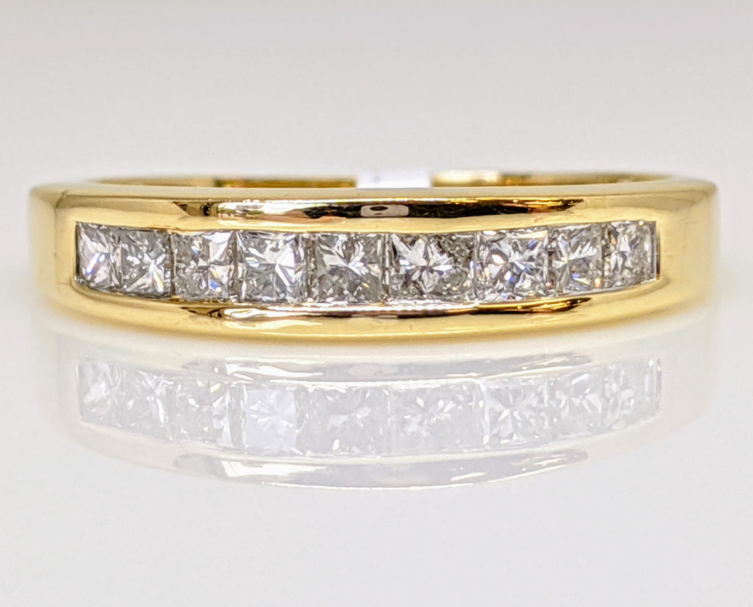 14K .63 CARAT TOTAL WEIGHT I1 G DIAMOND PRINCESS CUT (9) CHANNEL SET ESTATE BAND 3.1 GRAMS