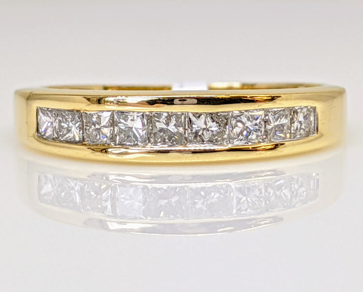 14K .63 CARAT TOTAL WEIGHT I1 G DIAMOND PRINCESS CUT (9) CHANNEL SET ESTATE BAND 3.1 GRAMS