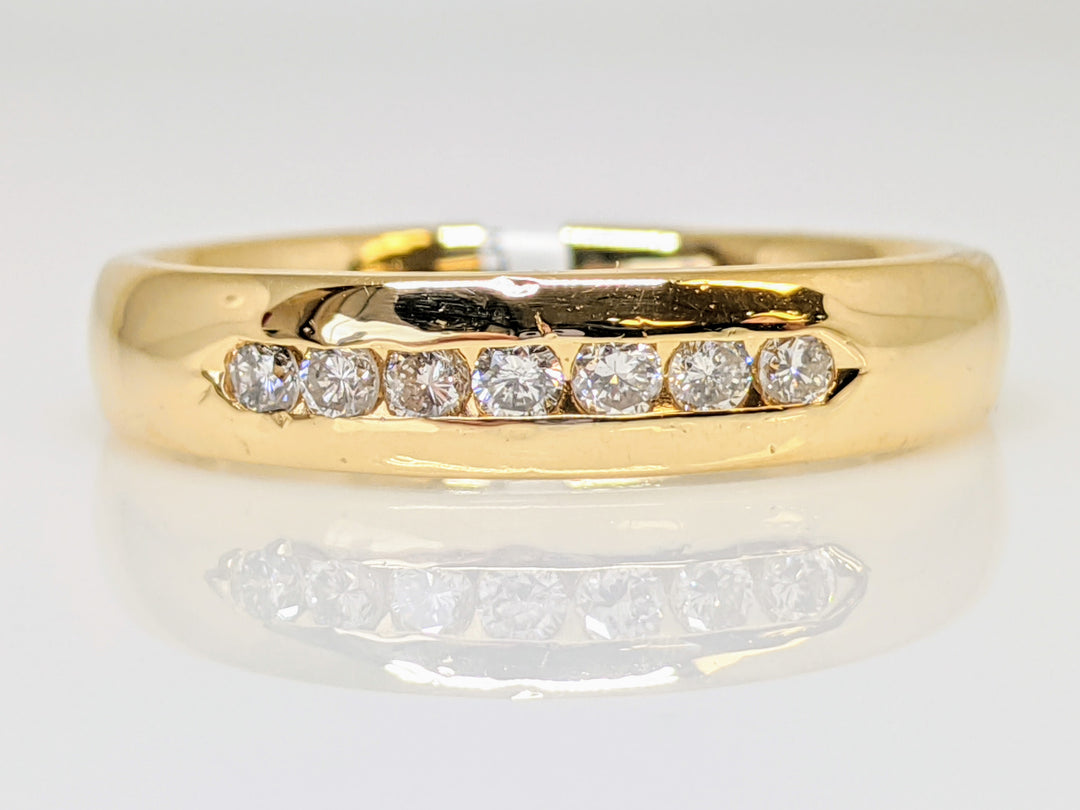 14K .20 CARAT TOTAL WEIGHT I1 H-I DIAMOND ROUND (7) CHANNEL SET ESTATE BAND 5.8 GRAMS