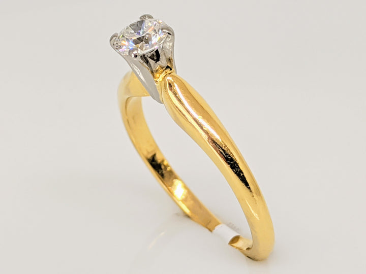 18K .30 CARAT TOTAL VS G DIAMOND ROUND 4-PRONG SOLITAIRE ESTATE RING 2.6 GRAMS