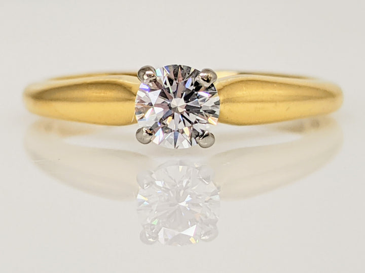 18K .30 CARAT TOTAL VS G DIAMOND ROUND 4-PRONG SOLITAIRE ESTATE RING 2.6 GRAMS