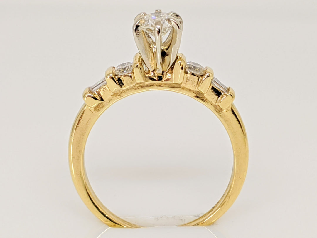 14K .43 CARAT TOTAL WEIGHT SI1 I DIAMOND ROUND (3) BAGUETTE (2) ESTATE RING 2.5 GRAMS
