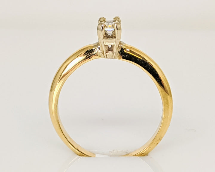 14K .17 CARAT TOTAL VS2 H DIAMOND EMERALD CUT SOLITAIRE ESTATE RING 2.4 GRAMS