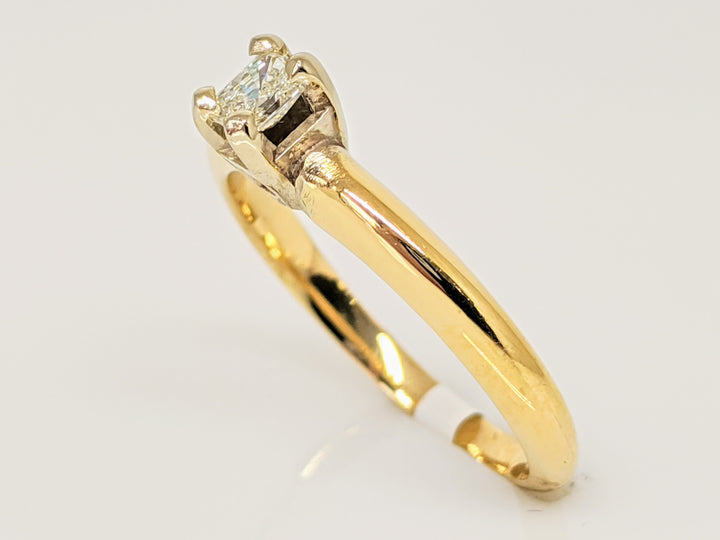 14K .17 CARAT TOTAL VS2 H DIAMOND EMERALD CUT SOLITAIRE ESTATE RING 2.4 GRAMS