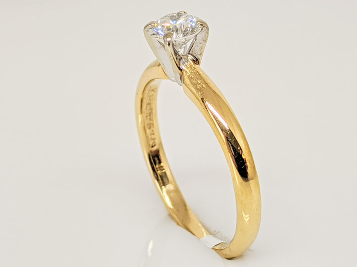 14K .34 CARAT TOTAL I1 E DIAMOND ROUND 4-PRONG SOLITAIRE ESTATE RING 2.1 GRAMS