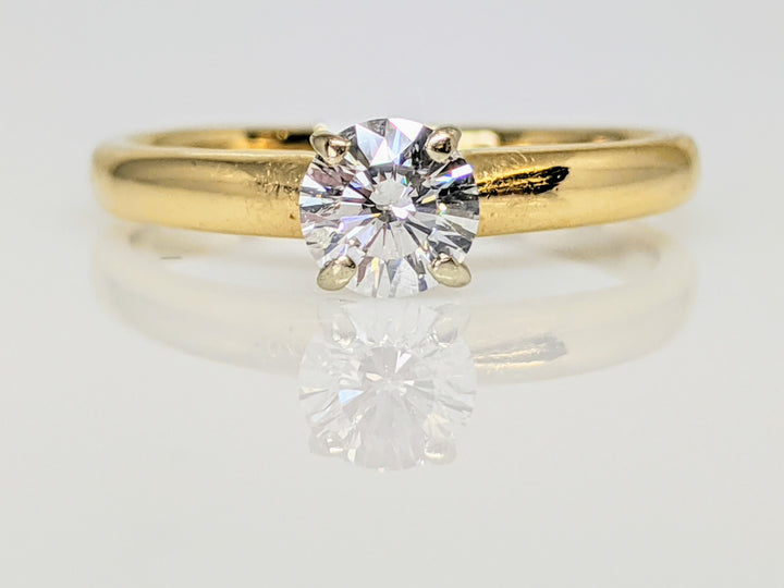14K .34 CARAT TOTAL I1 E DIAMOND ROUND 4-PRONG SOLITAIRE ESTATE RING 2.1 GRAMS