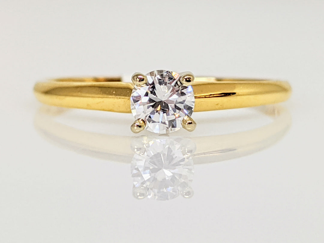 18K .25 CARAT TOTAL SI2 H DIAMOND ROUND SOLITAIRE ESTATE RING 1.6 GRAMS