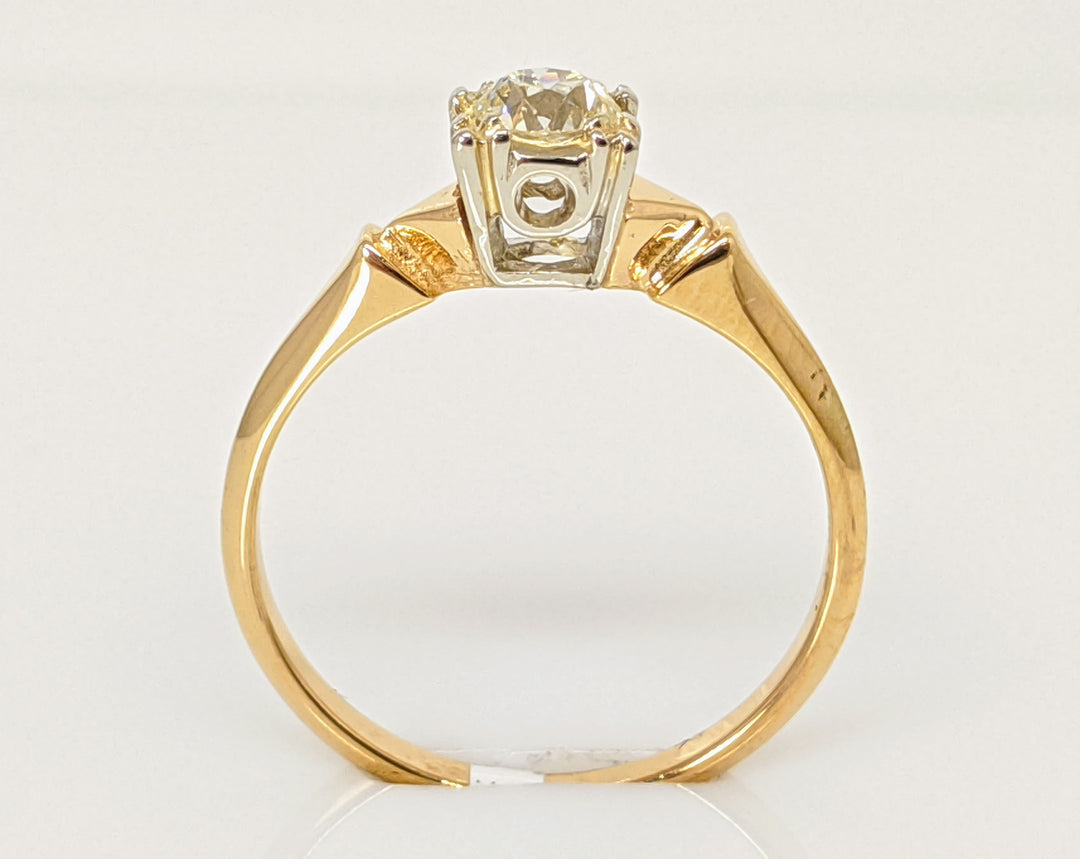 14K .31 CARAT TOTAL SI1 J DIAMOND ROUND EURO ILLUSION HEAD SOLITAIRE ESTATE RING 2.2 GRAMS