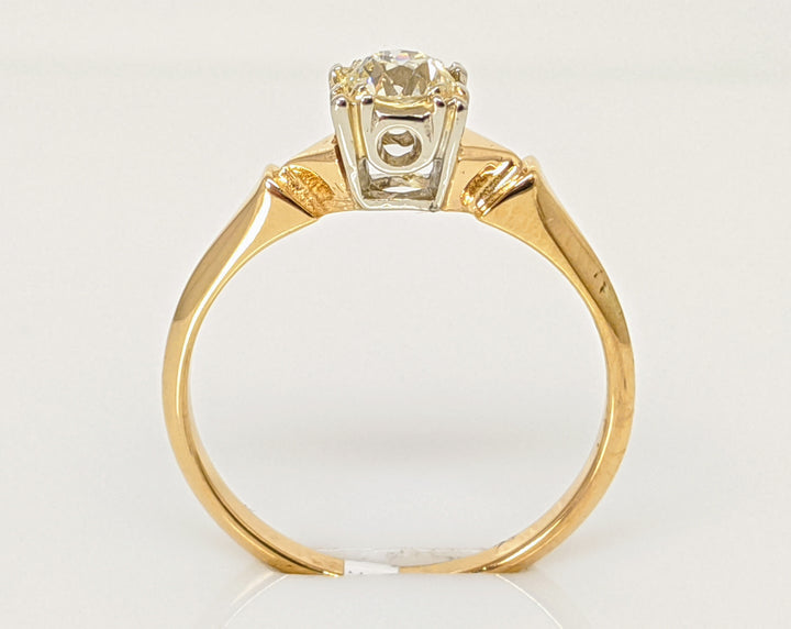 14K .31 CARAT TOTAL SI1 J DIAMOND ROUND EURO ILLUSION HEAD SOLITAIRE ESTATE RING 2.2 GRAMS