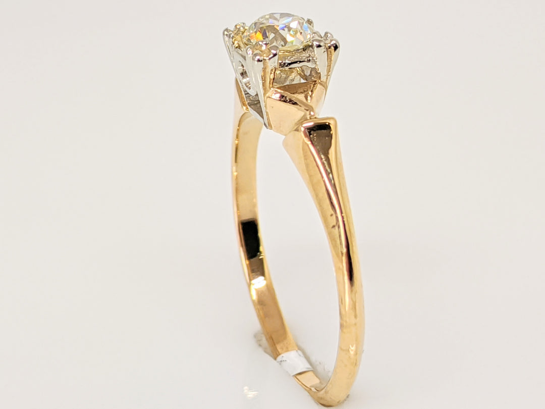 14K .31 CARAT TOTAL SI1 J DIAMOND ROUND EURO ILLUSION HEAD SOLITAIRE ESTATE RING 2.2 GRAMS