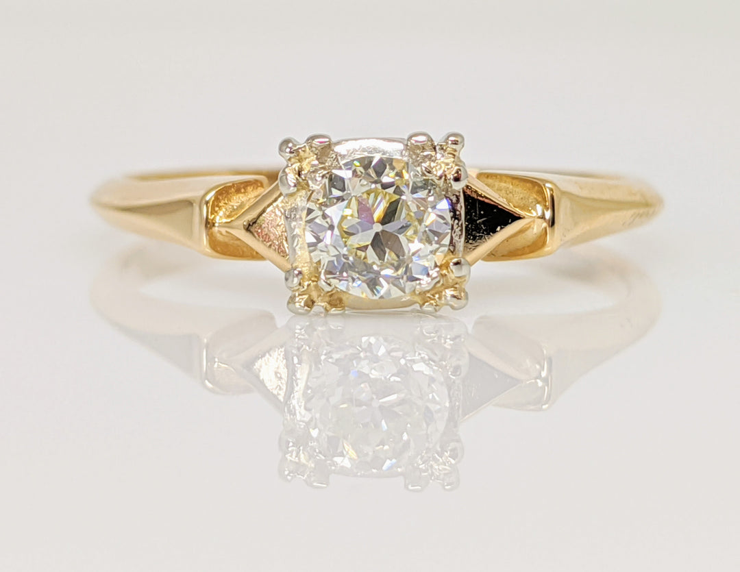 14K .31 CARAT TOTAL SI1 J DIAMOND ROUND EURO ILLUSION HEAD SOLITAIRE ESTATE RING 2.2 GRAMS