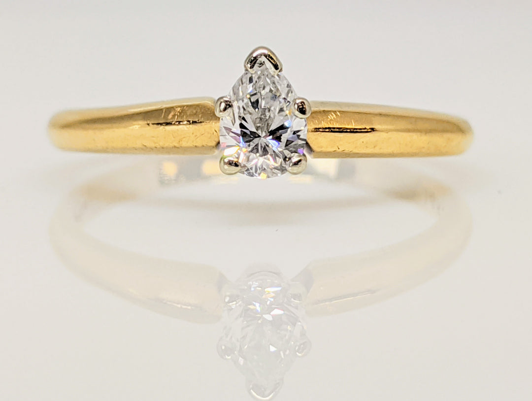 14K .17 CARAT TOTAL SI2 G DIAMOND PEAR SOLITAIRE ESTATE RING 1.8 GRAMS