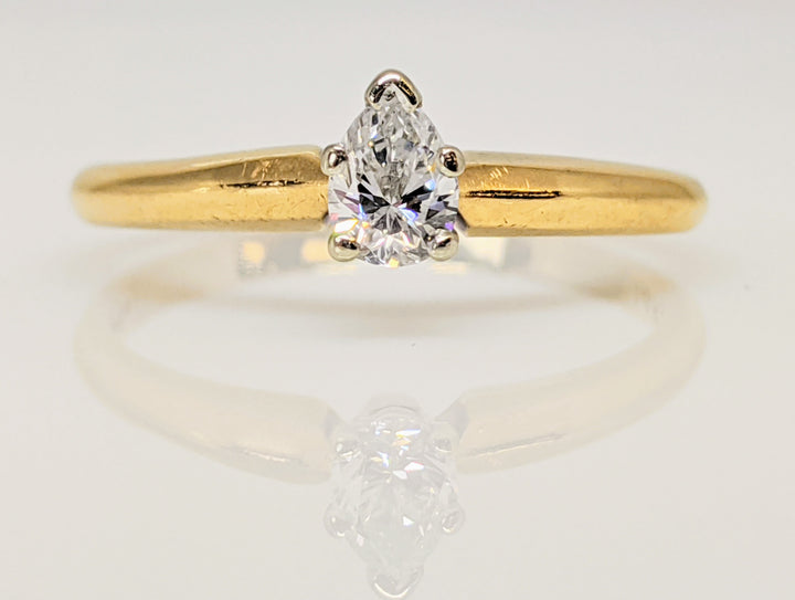 14K .17 CARAT TOTAL SI2 G DIAMOND PEAR SOLITAIRE ESTATE RING 1.8 GRAMS