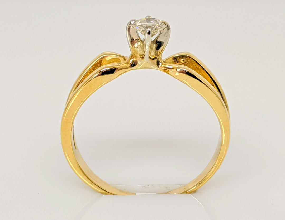 10K .16 CARAT TOTAL VS2 J DIAMOND ROUND SPLIT SHANK SOLITAIRE ESTATE RING 2.6 GRAMS
