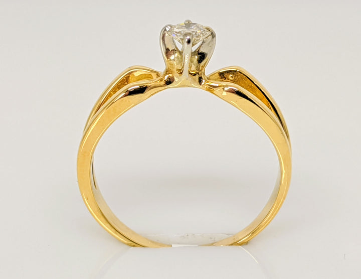 10K .16 CARAT TOTAL VS2 J DIAMOND ROUND SPLIT SHANK SOLITAIRE ESTATE RING 2.6 GRAMS