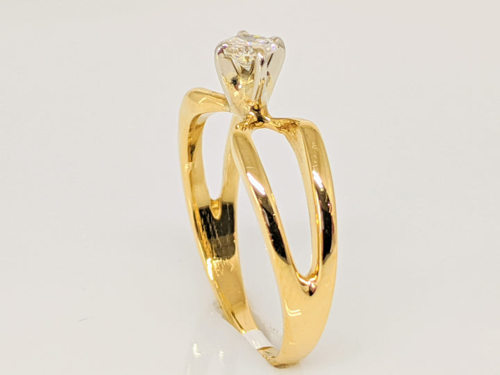 10K .16 CARAT TOTAL VS2 J DIAMOND ROUND SPLIT SHANK SOLITAIRE ESTATE RING 2.6 GRAMS