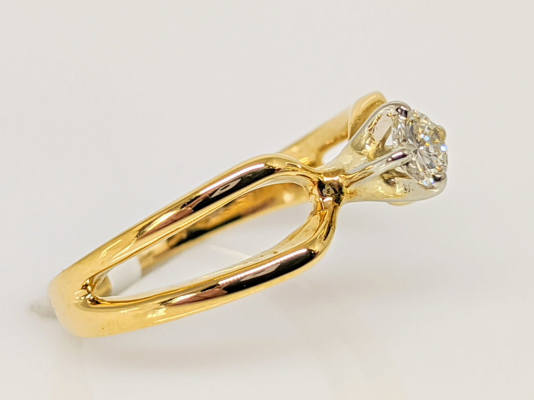 10K .16 CARAT TOTAL VS2 J DIAMOND ROUND SPLIT SHANK SOLITAIRE ESTATE RING 2.6 GRAMS