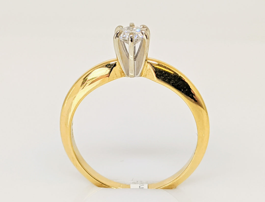 14K .23 CARAT TOTAL I1 I DIAMOND ROUND 6-PRONG SOLITAIRE ESTATE RING 2.5 GRAMS