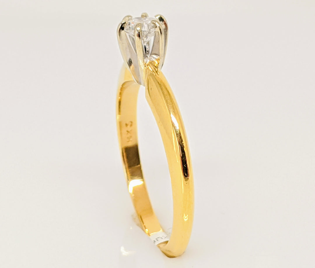 14K .23 CARAT TOTAL I1 I DIAMOND ROUND 6-PRONG SOLITAIRE ESTATE RING 2.5 GRAMS
