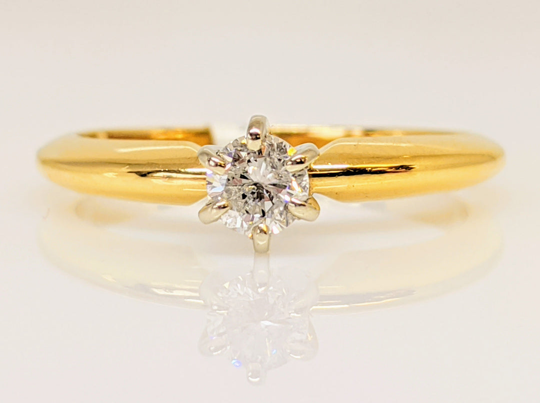 14K .23 CARAT TOTAL I1 I DIAMOND ROUND 6-PRONG SOLITAIRE ESTATE RING 2.5 GRAMS