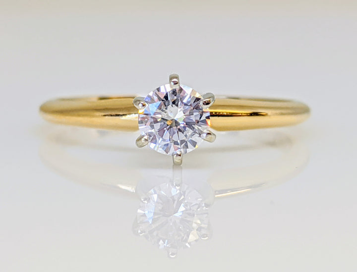 14K .28 CARAT TOTAL I1 F DIAMOND ROUND 6-PRONG SOLITAIRE ESTATE RING 1.8 GRAMS