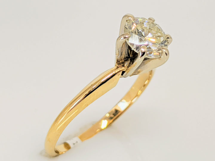 14K .58 CARAT TOTAL I1 J DIAMOND ROUND 6-PRONG SOLITAIRE ESTATE RING 1.7 GRAMS
