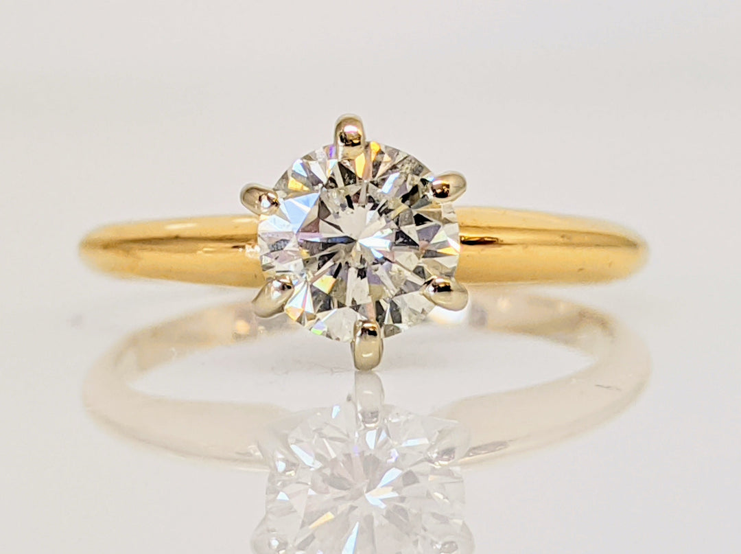 14K .58 CARAT TOTAL I1 J DIAMOND ROUND 6-PRONG SOLITAIRE ESTATE RING 1.7 GRAMS