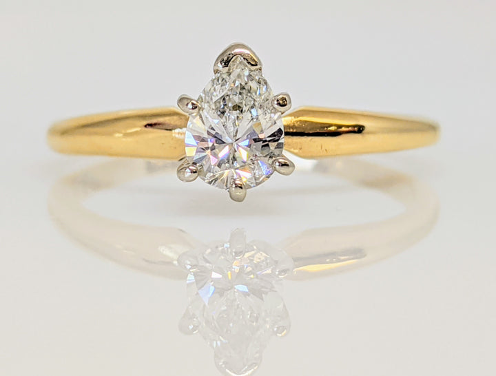 14K .51 CARAT TOTAL SI2 H DIAMOND PEAR SOLITAIRE ESTATE RING 2.1 GRAMS