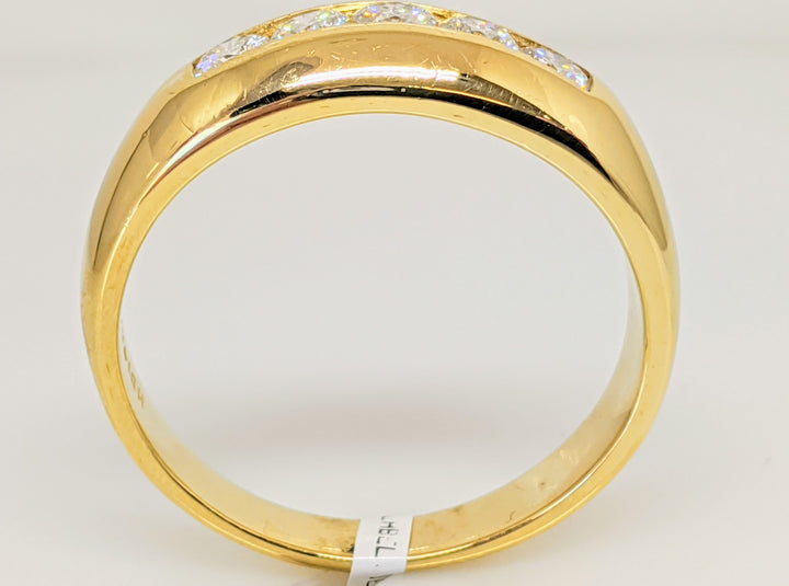 14K .80 CARAT TOTAL WEIGHT SI2 I-J DIAMOND ROUND (5) CHANNEL SET ESTATE BAND 8.8 GRAMS