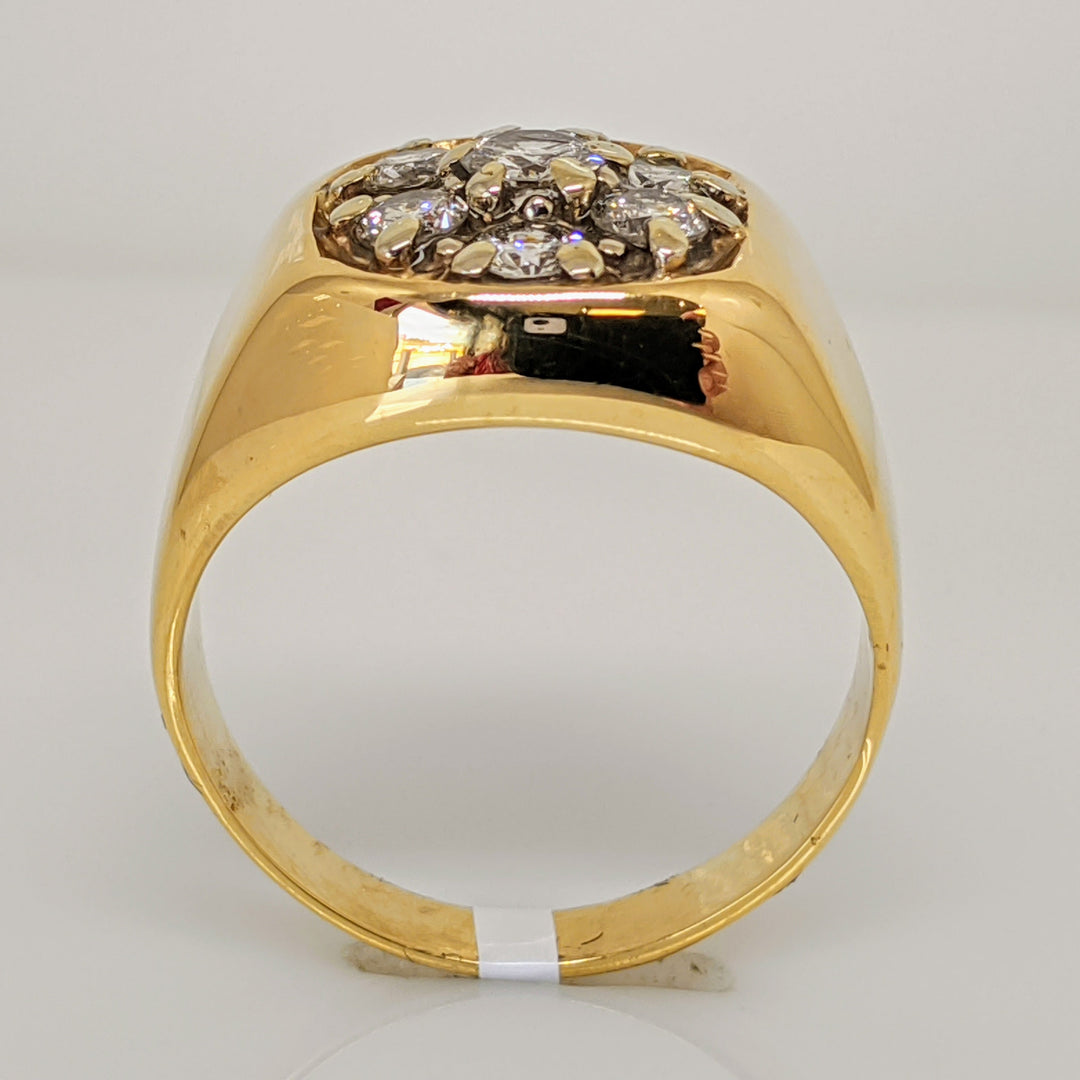 14K .95 CARAT TOTAL WEIGHT I1 H DIAMOND ROUND (7) CLUSTER ESTATE RING 9.0 GRAMS