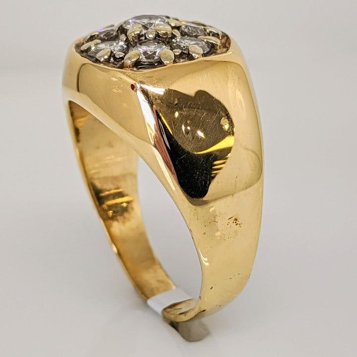14K .95 CARAT TOTAL WEIGHT I1 H DIAMOND ROUND (7) CLUSTER ESTATE RING 9.0 GRAMS