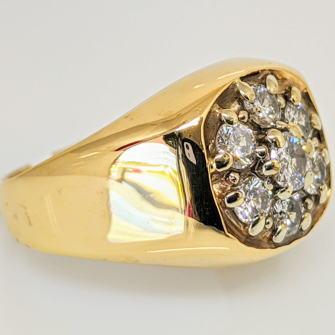 14K .95 CARAT TOTAL WEIGHT I1 H DIAMOND ROUND (7) CLUSTER ESTATE RING 9.0 GRAMS