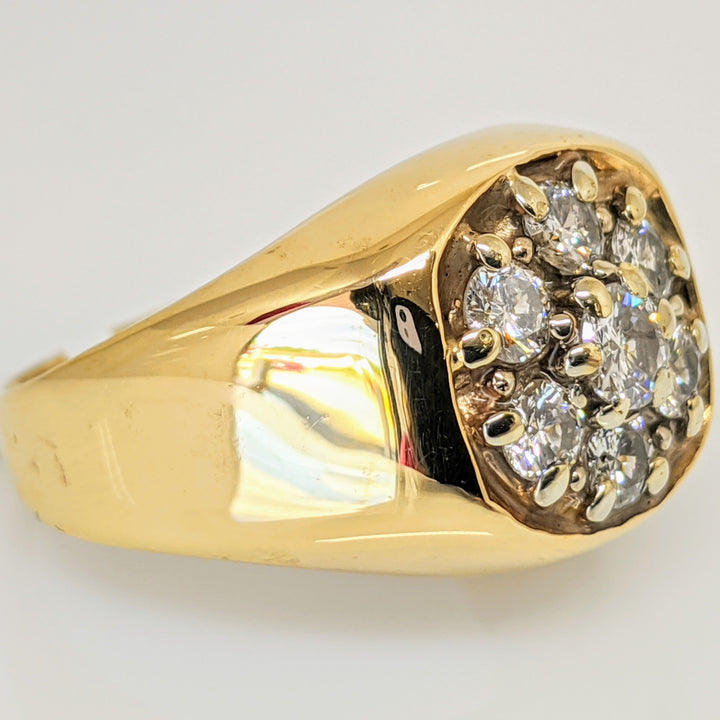 14K .95 CARAT TOTAL WEIGHT I1 H DIAMOND ROUND (7) CLUSTER ESTATE RING 9.0 GRAMS