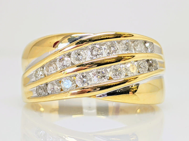 10K 1.16 CARAT TOTAL WEIGHT I1 F DIAMOND ROUND (18) 2-ROW CHANNEL SET ESTATE BAND 6.3 GRAMS