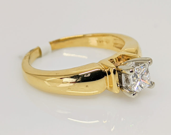 14K .36 CARAT TOTAL VS2 F DIAMOND PRINCESS CUT SOLITAIRE ESTATE RING 4.1 GRAMS