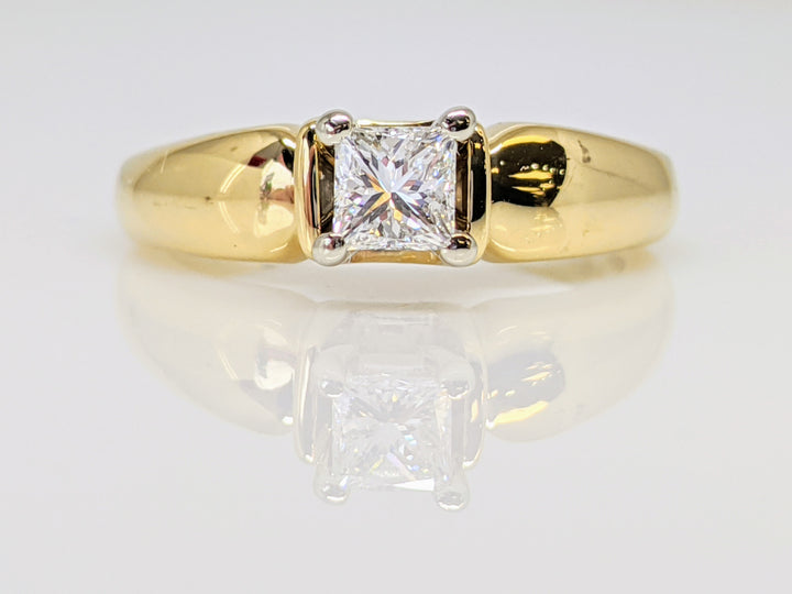 14K .36 CARAT TOTAL VS2 F DIAMOND PRINCESS CUT SOLITAIRE ESTATE RING 4.1 GRAMS