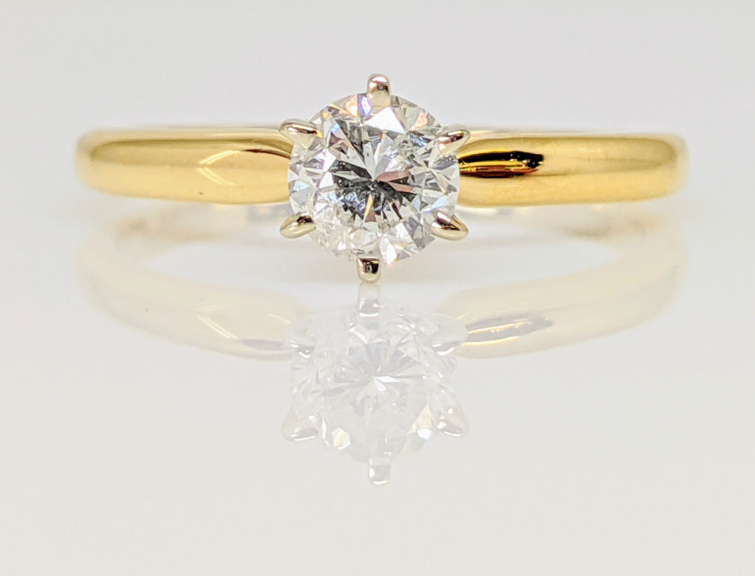 14K .45 CARAT TOTAL I1-2 G DIAMOND ROUND SOLITAIRE ESTATE RING 2.0 GRAMS