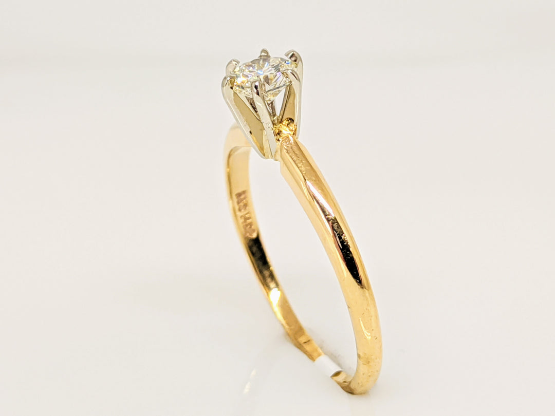 14K .34 CARAT TOTAL SI1 J DIAMOND ROUND 6-PRONG SOLITAIRE ESTATE RING 2.0 GRAMS